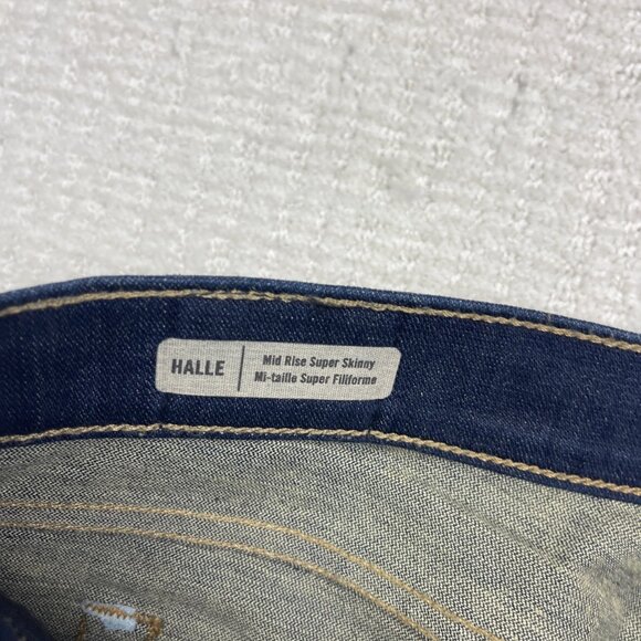 True Religion Blue Mid Rise Super Skinny Halle Jeans Women's 27 Distressed Y2K - Picture 4 of 10
